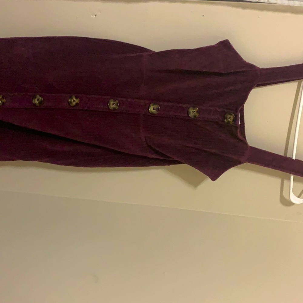 Burgundy dress with brown buttons